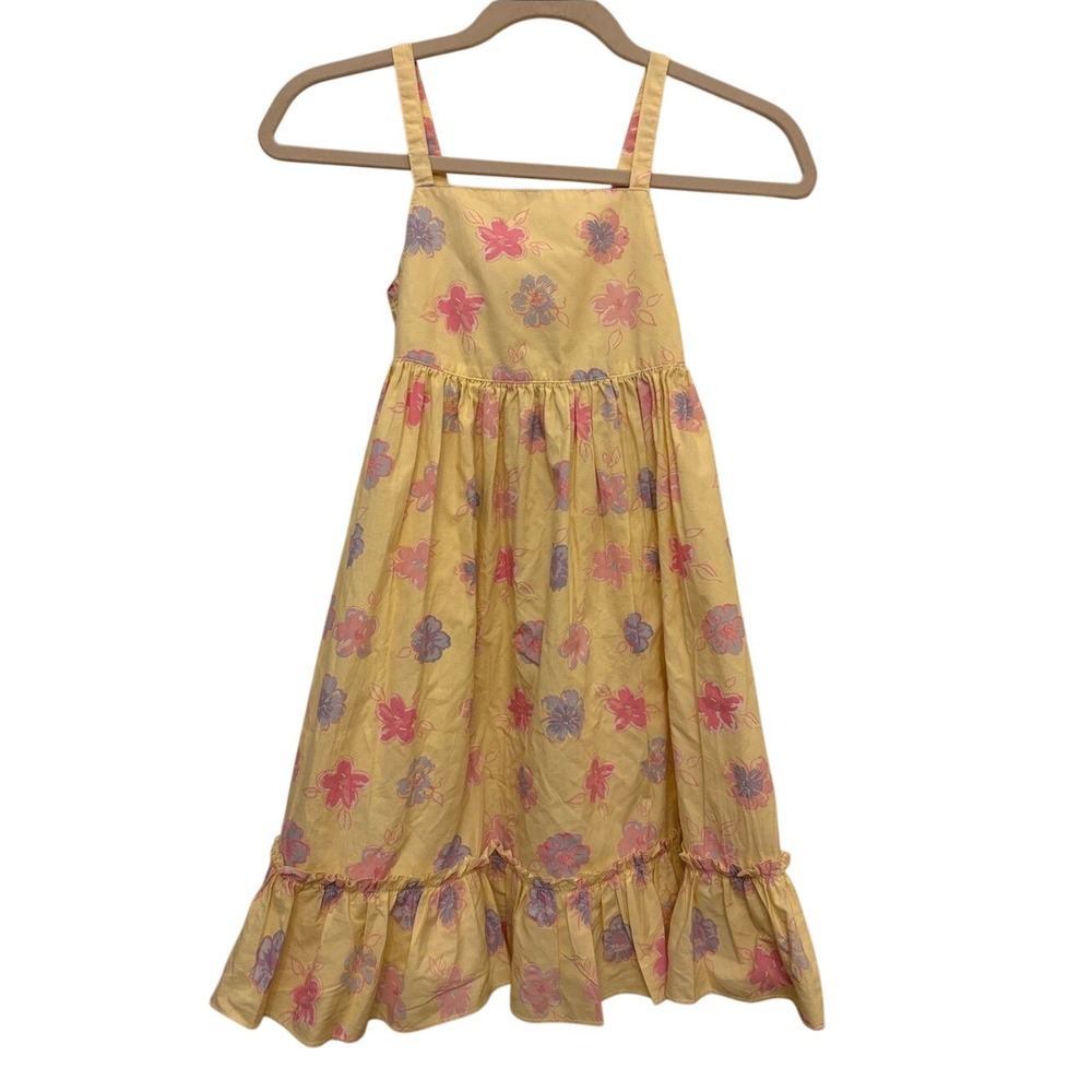 Laura Ashley Yellow Floral Sundress with Pink & Lavender Blossoms Girls Size 6